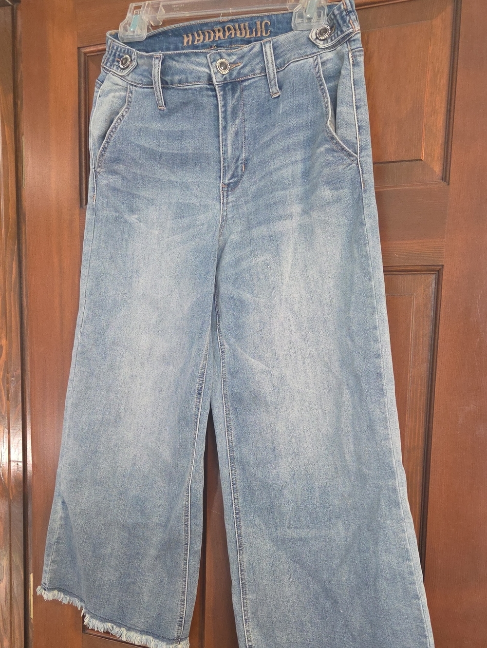 Hydraulic Light Wash Cropped Bootcut Jeans